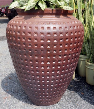 Black Clay Round Dimpled Planter 36"