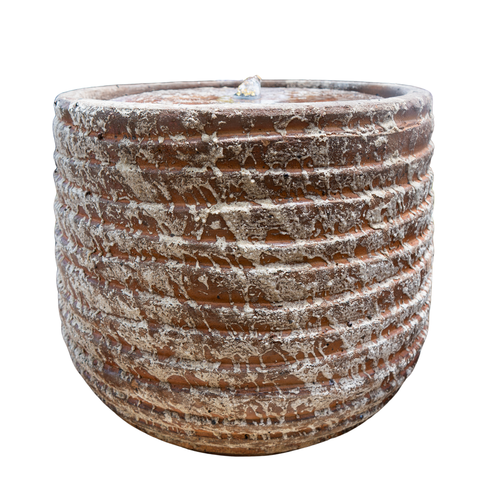 Snow Brown Ribbed Stump Fountain