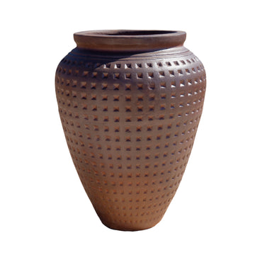 Black Clay Round Dimpled Planter