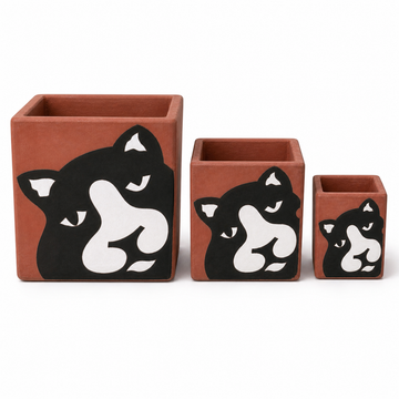 Glazed Cat Terracotta Cube