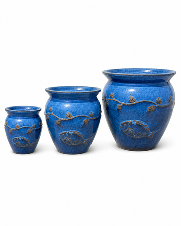 Blue Leaves and Fish Planter