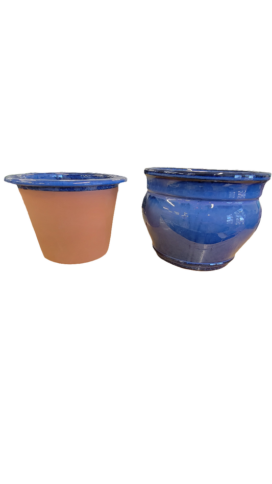 Running Blue Double Rim Self-Watering Planter