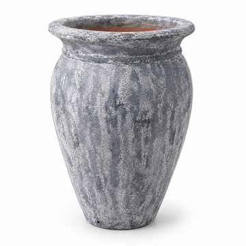 Washed White Blue Tapered Spittoon Planter
