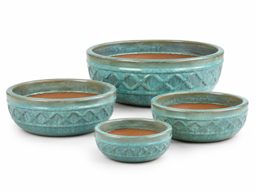Milky Blue Lattice Low Bowl