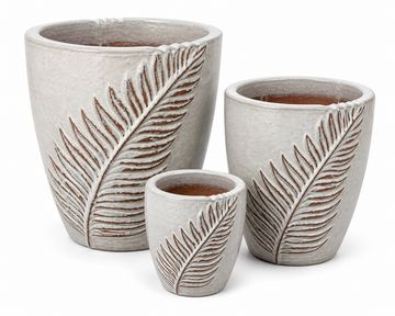Antique White Coconut Leaves Planter